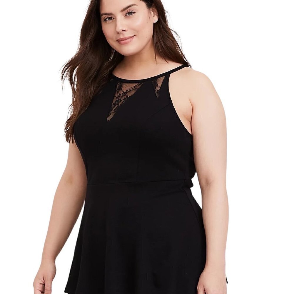 TORRID Black Lace Peplum Top - Size Medium/Large/10